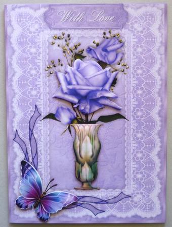 Lilac Roses A4 Card Front by Michelle Chivers