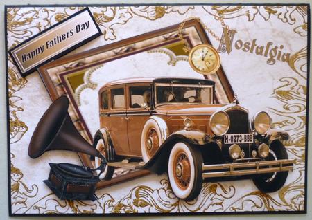 Nostalgia Vintage Car in Frame for Fathers Day A4 by Michelle Chivers