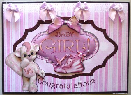 Bootiful Baby Girl Card Front by Michelle Chivers