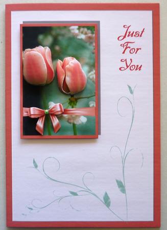Spring Tulips Just for You Card Front by Michelle Chivers