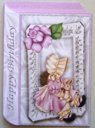Little Bonnet Girl with Pink Rose Folded Book A4 by Michelle Chivers