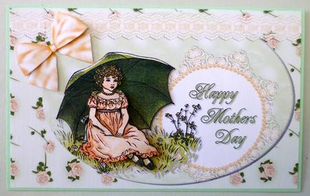 Vintage Girl in a Meadow Mothers Day Decoupage by Michelle Chivers