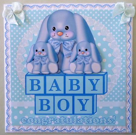 Baby Boy Congratulations 8x8 Greeting Card Front by Michelle Chivers