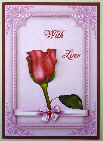 With Love Rosebud Card Front by Michelle Chivers