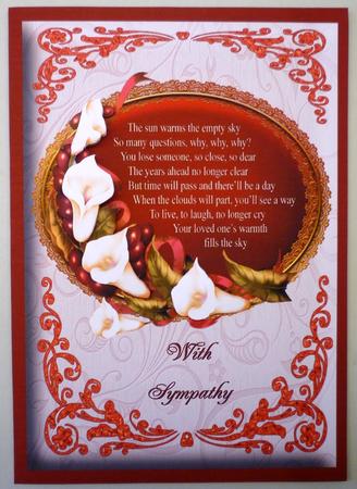 Lillies in Red Sympathy Card Front by Michelle Chivers
