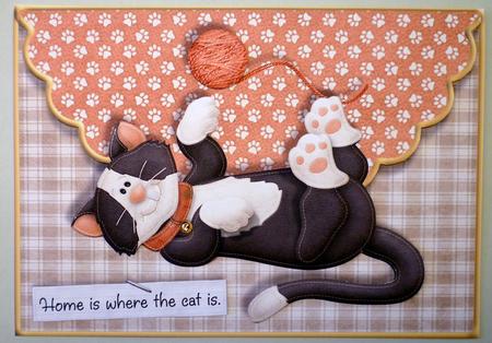 Home is Where the Cat is Scalloped Edge Faux Envelope Card by Michelle Chivers