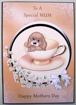 Puppy in Peach Teacup - Mothers Day by Michelle Chivers