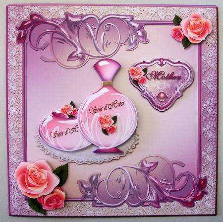 French Perfume and Roses Square Card Front by Michelle Chivers