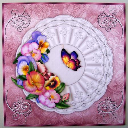 Pretty Pansies Square Card Front with Step by Step by Michelle Chivers