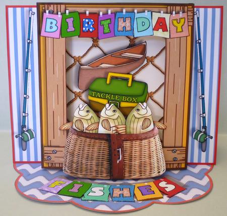 Shadow Box Easel Card Kits - Birthday Fishes by Michelle Chivers
