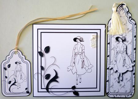 Art Deco Lady Quick Card with Tag and Bookmark 1 by Michelle Chivers