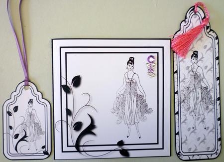 Art Deco Lady Quick Card with Tag and Bookmark 4 by Michelle Chivers