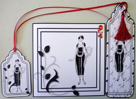 Art Deco Lady Quick Card with Tag and Bookmark 6 by Michelle Chivers