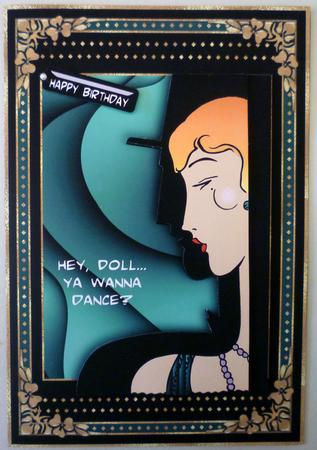 Doll Face Art Deco Card Front by Michelle Chivers