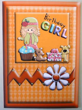Orange Birthday Girl Card Topper by Michelle Chivers