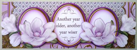 Lilac Magnolia Another Year Wise Large Dl Decoupage Card Kit by Michelle Chivers