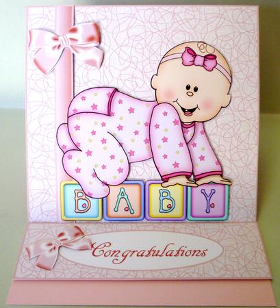 New Baby Girl Blocks Easel by Michelle Chivers