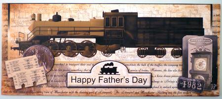 Vintage Looking Father's Day Train Card Front by Michelle Chivers