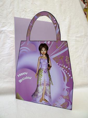 Elf Princess in Lilac Handbag Card by Michelle Chivers