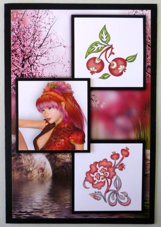 Oriental Beauty Three Square Quick Card by Michelle Chivers