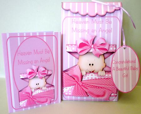 3D Pinch Bag + Card - Heaven Sent (baby Girl) by Michelle Chivers