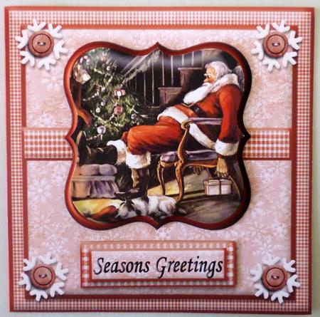 Sleeping Vintage Santa All Tired Out Christmas Card Front by Michelle Chivers