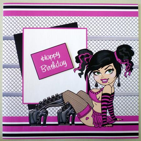 Hot Pink Delores D'ammage 8x8 Inch Card Front by Michelle Chivers