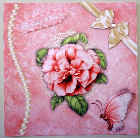 A Rose Red 7" x 7" Square Card Front with Step by Step by Michelle Chivers