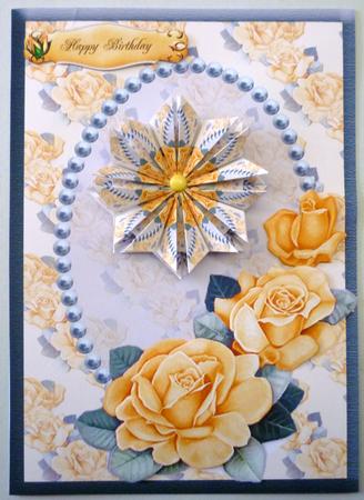 Yellow Roses and Pearls - Card Front & Teabag Tiles by Michelle Chivers
