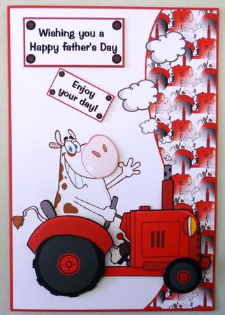 Cow on Tractor.red by Michelle Chivers