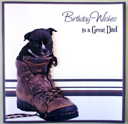 Pup in Boot 8inch Card Front Ink Saving by Michelle Chivers