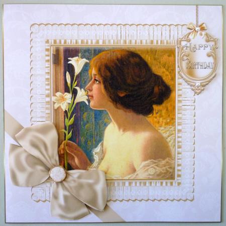 8x8 Vintage Girl in Lace and Satin Frame by Michelle Chivers