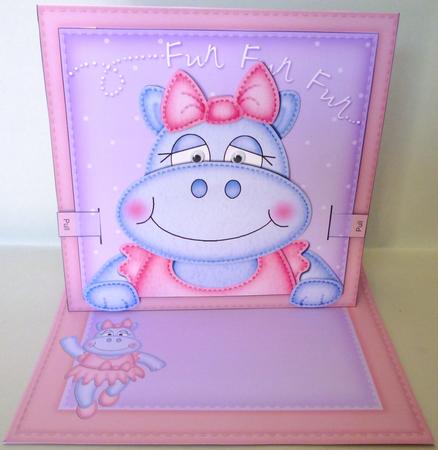 3D Hilda Hippo Animated Large Wobble Head Card Kit by Michelle Chivers