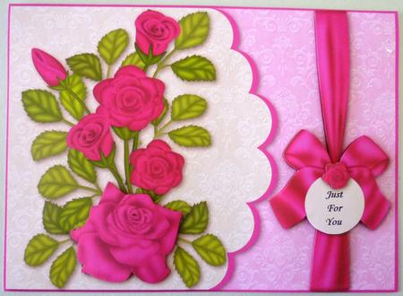 Scalloped Rose Card Front - Cerise by Michelle Chivers