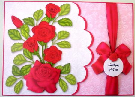 Scalloped Rose Card Front - Red by Michelle Chivers