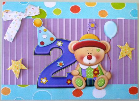 Cute Clown Bear with Number 2 by Michelle Chivers