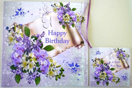 Orchids and Lilies Birthday Card with Gift Tag by Michelle Chivers