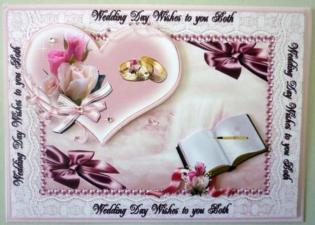Pink Roses Wedding Card by Michelle Chivers