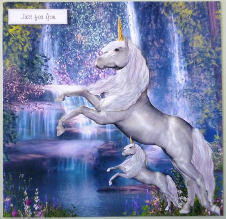 Mystical and Magical White Unicorn with Waterfall by Michelle Chivers