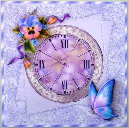 Time for Pansies Square Card Front with Step by Step by Michelle Chivers