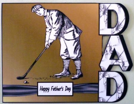 Playing Golf Over the Edge Dad A4 by Michelle Chivers