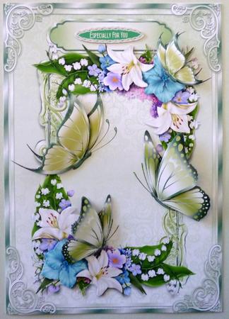 Green Butterflies in a Flower Frame Decoupage by Michelle Chivers