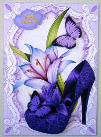 Card Front Purple Lilly Shoes by Michelle Chivers