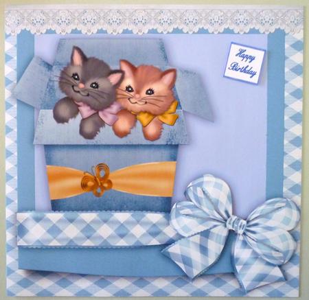 Cute Little Kitties in a Box with Big Bow by Michelle Chivers