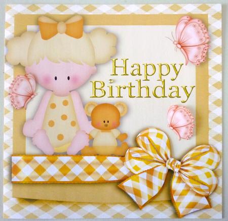 Little Girl with Teddy with Gingham Bow by Michelle Chivers