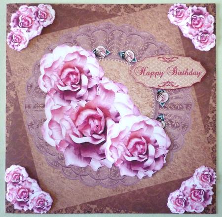 Vintage Pink Paper Roses Happy Birthday Someone Special by Michelle Chivers