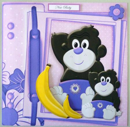 Baby Monkey in Purple Nappy on Scrapbook Page by Michelle Chivers