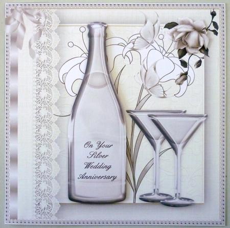 Silver Wedding Anniversary Topper/card Front by Michelle Chivers