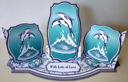 Triple Twist Easel Card - Leaping Dolphins by Michelle Chivers