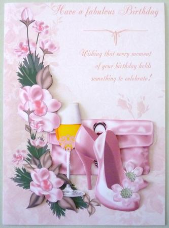 Handbag, Shoes and Flowers Birthday Card Front by Michelle Chivers